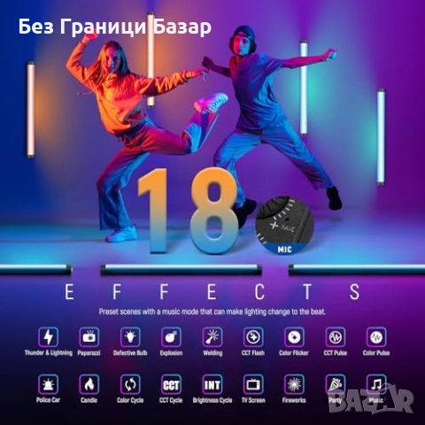 Ново Професионално RGB студийно осветление 200W с дистанционно и ефекти, снимка 7 - Светкавици, студийно осветление - 51758641