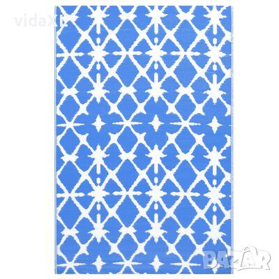 vidaXL Килим за открито, синьо и бяло, 190x290 см, PP(SKU:310447