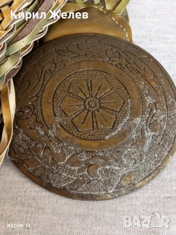 Широк плетен колан в златисто зелени тонове с катарама красиво орнаментирана 49430, снимка 3 - Колани - 51920246