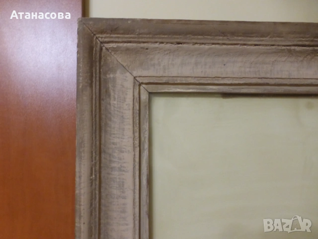 Стара дървена рамка за картина със стъкло 1940 г, снимка 2 - Антикварни и старинни предмети - 53652052