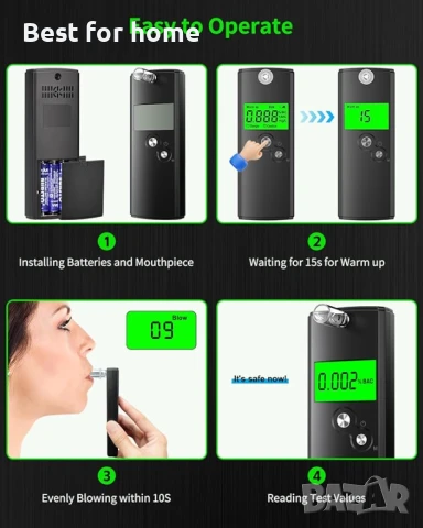 Akdomart  Полицейски точен алкотестер  с 10  миещи се мундщука, снимка 2 - Друга електроника - 50916284