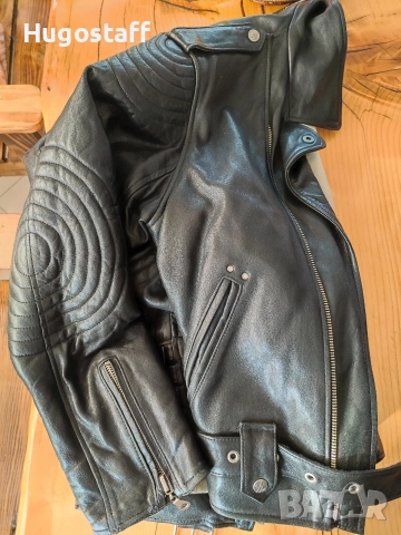 Винтидж Harley Davidson Мъжко черно кожено яке моторджиско Рокерия Л, снимка 3 - Якета - 52942960
