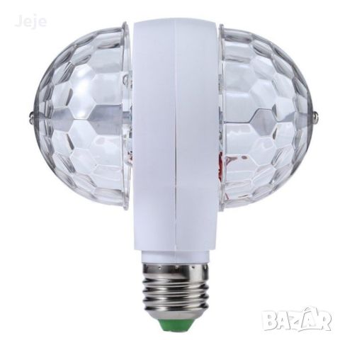 Диско LED лампа, въртяща се крушка - автоматично въртене с кристални топки, снимка 4 - Лед осветление - 45638985