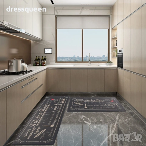 4575 Луксозен Комплект Пътеки за Кухня с Мемори Пяна – Водоустойчиво PVC, 2 броя (45x75см и 45x120см, снимка 7 - Пътеки - 53815186