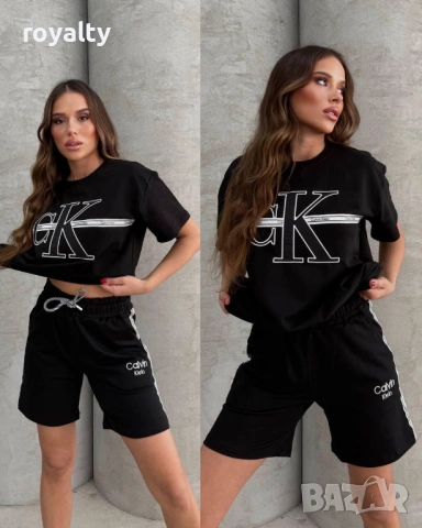 Calvin Klein Нов Черен Къс Летен Дамски Екип 
