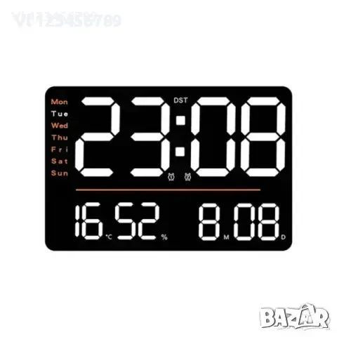 LED стенен часовник X6636 с време,седмица,температура,влажност+дистанц, снимка 6 - Стенни часовници - 50669519