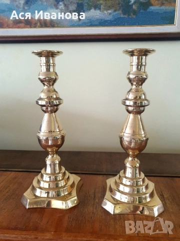 Чифт свещници от месинг, снимка 2 - Декорация за дома - 52038753