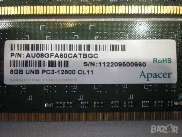 Рам памет Apacer 16GB (2x8GB) DDR3 1600MHz,PC3-12800,AU08GFA60CATBGC, снимка 3 - RAM памет - 54010249