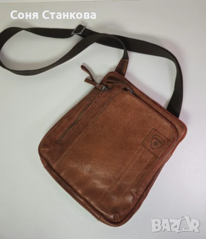 STRELLSON - Мъжка чанта за през рамо - естествена кожа