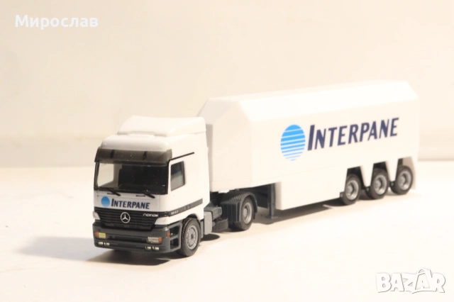 HERPA H0 1/87 MERCEDES ПРЕВОЗ НА СТЪКЛО КАМИОН МОДЕЛ, снимка 2 - Колекции - 53883335