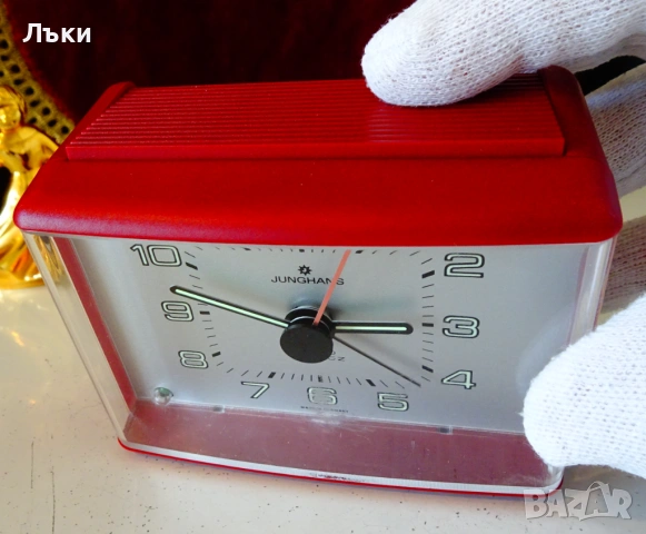 Настолен часовник с аларма,будилник Junghans. , снимка 3 - Антикварни и старинни предмети - 53816975