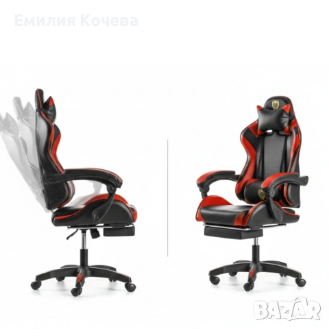 Ергономичен геймърски стол с поставка за крака – комфорт и стабилност за дълги часове без болка, снимка 3 - Столове - 53236631