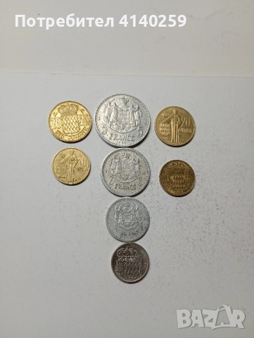 МОНАКО МОНЕТИ 5 франка 1945 г 2 франка 1943 г 1 франк 1943 г , снимка 1