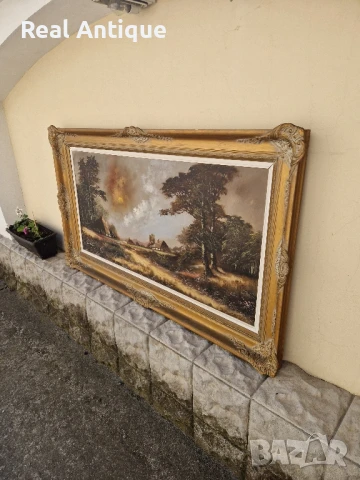 Уникална огромна авторска майсторска белгийска картина масло върху платно , снимка 7 - Антикварни и старинни предмети - 50687224