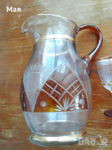 Чаши за вино с кана златен кант от средата на миналия век винтидж, снимка 7 - Чаши - 50280393