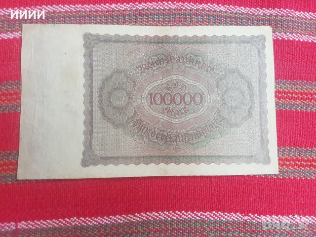 Банкнота 100000 марки 1923, снимка 2 - Нумизматика и бонистика - 53439807
