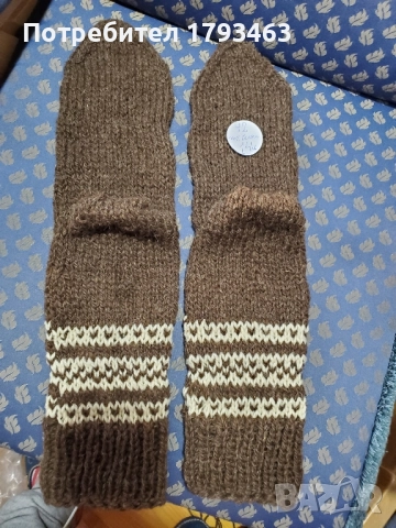 Ръчно плетени мъжки чорапи от вълна, размер 42, снимка 4 - Мъжки чорапи - 51827481