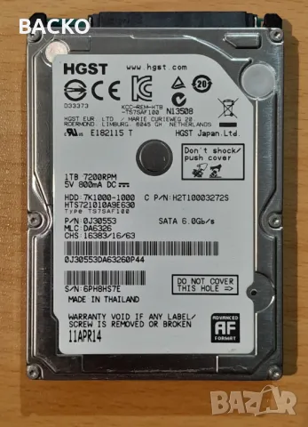 Хард диск 2,5" HGST  1TB, снимка 2 - Твърди дискове - 46801234