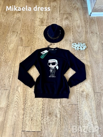 Страхотен ежедневен суичър от памук на Karl Lagerfeld в черен цвят. Нов продукт.Размери С М Л, снимка 8 - Суичъри - 52150519