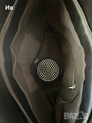 Дамска черна чанта с камъни , снимка 5 - Чанти - 51386309