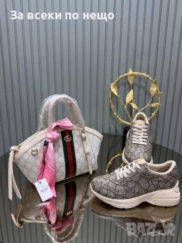 Louis Vuitton Gucci Комплект Дамска Чанта и Дамски Маратонки - Различни Цветове И Модели Код SK409, снимка 3 - Чанти - 52870916