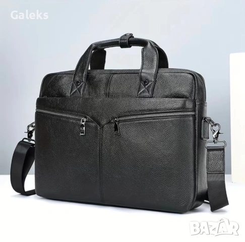 Мъжка елегантна офис чанта за лаптоп 15”/Бизнес куфарче от естест. кожа!, снимка 2 - Чанти - 53481102