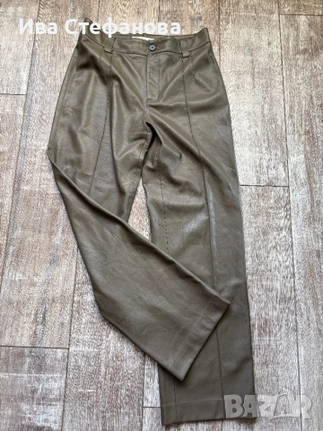 Нов елегантен кожен кожа панталон висока талия Zara zara Зара Р, снимка 3 - Панталони - 43051486