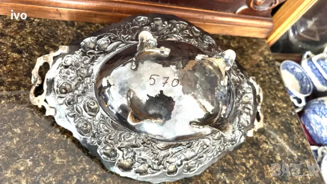 Антикварна сребърна купа, 570 грама проба 925, снимка 11 - Антикварни и старинни предмети - 50114130