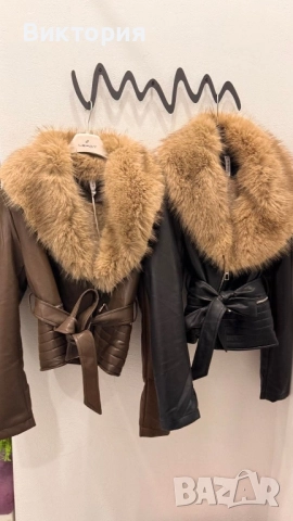 Кожено зимно яке, снимка 2 - Якета - 52204305