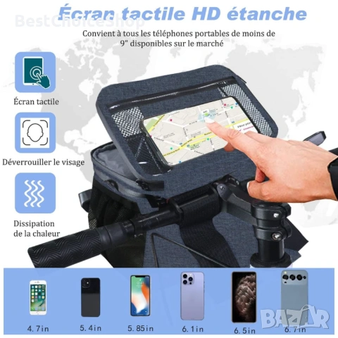 5L изолирана чанта за кормило на велосипед – Водоустойчива с държач за сензорен екран, снимка 2 - Аксесоари за велосипеди - 53194483