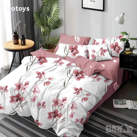 Двулицево спално бельо с ластик, 6 части - Модел WS18155, снимка 1