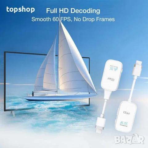 EZCast безжичен HDMI предавател и приемник 4K, Plug & Play, поточно предаване на всякакви устройства, снимка 2 - Мрежови адаптери - 50511277