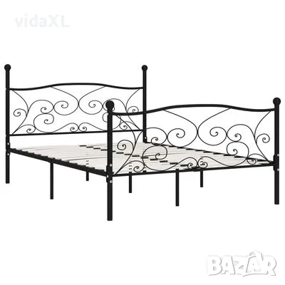 vidaXL Рамка за легло с ламелна основа, черна, метал, 160x200 см(SKU:284458), снимка 2 - Спални и легла - 48792427