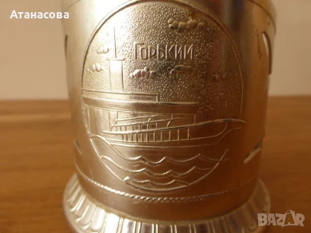 Руски подстакани 6 бр сервиз златисти "Горький" 1980 г, снимка 4 - Антикварни и старинни предмети - 50730098