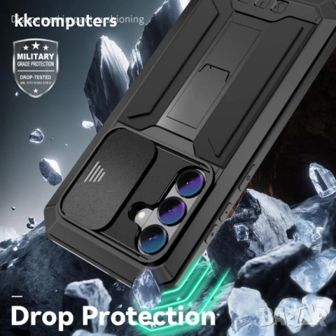 R-JUST Защитен Калъф за Samsung S26 5G - IP54, Плъзгащо капаче, Метална стойка, 4 цвята, снимка 11 - Калъфи, кейсове - 53854315