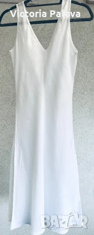 Елегантна бяла рокля лен 100% Италия, снимка 8 - Рокли - 51270881