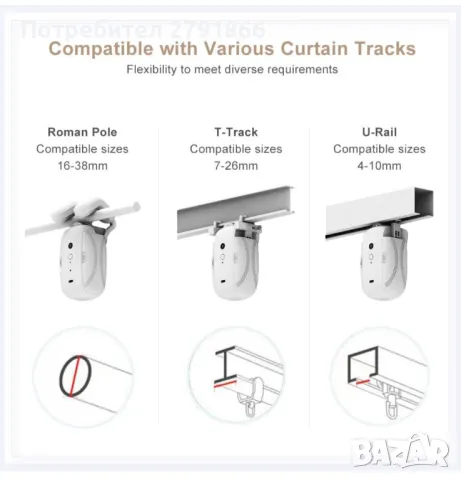 Автоматично интелигентно отваряне на завеси: 3-в-1 WIFI Bluetooth дистанционно, снимка 3 - Друга електроника - 49479387