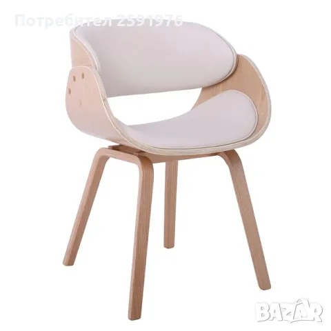 Кресло Puzzle-home JOY, Масив и Еко кожа, бял цвят, снимка 1