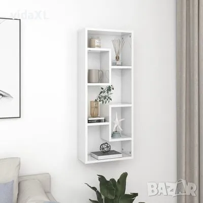 vidaXL Стенен рафт, бял гланц, 36x16x90 см, ПДЧ（SKU:803017）, снимка 3 - Други - 48514581