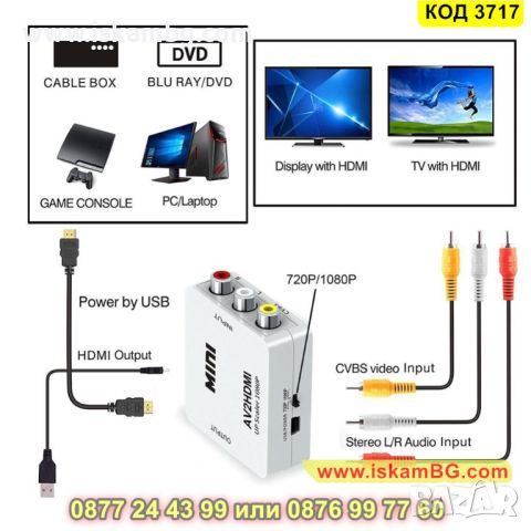 Преходник HDMI към AV RCA - КОД 3717, снимка 6 - Друга електроника - 45355026