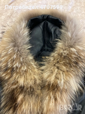 Дамско кожено яке с яка от лисица, снимка 4 - Якета - 53081099