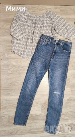 Дамски лот от дънки на "Zara"и блуза!, снимка 2 - Комплекти - 53402332
