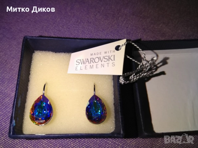 обеци с кристал ОРИГИНАЛЕН на марката Swarovski нови, снимка 3 - Обеци - 51723380