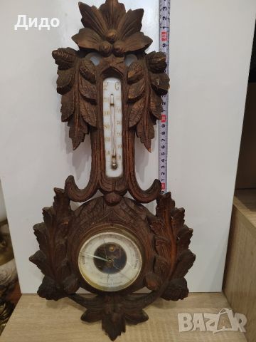 Стар барометър и термометър., снимка 1 - Антикварни и старинни предмети - 46500924