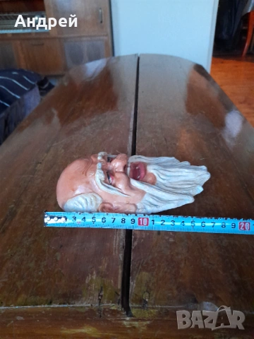 Стар гипсов сувенир глава на Старец, снимка 7 - Други ценни предмети - 53433175