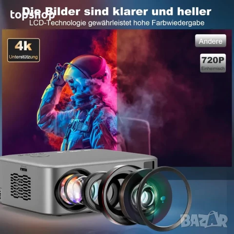 НОВ, ТЕСТВАН, ПЕРФЕКТЕН Проектор FRESHDEW, дистанционен фокус, 5G WiFi, Bluetooth, Native 1080P..., снимка 5 - Плейъри, домашно кино, прожектори - 50555953