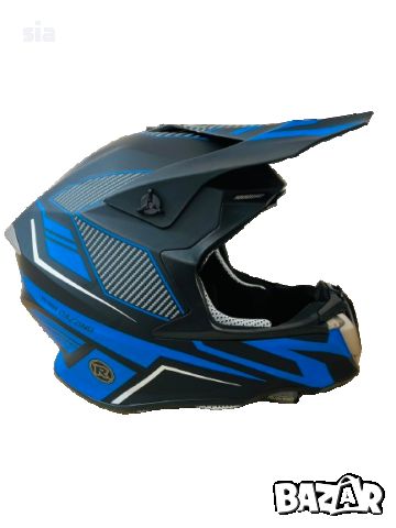 Кросова каска, S/M, карбон със синьо, Шлем за кросов мотор, снимка 4 - Аксесоари и консумативи - 46395313