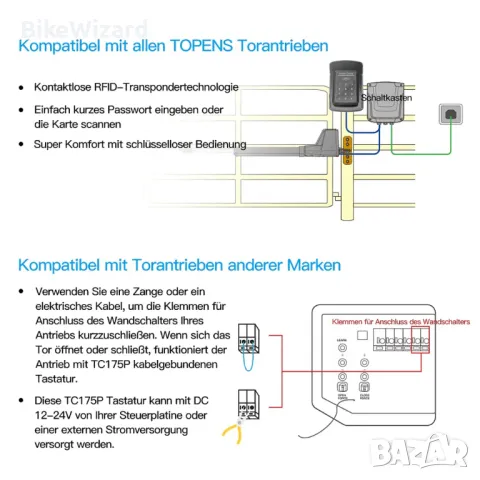 TOPENS TC175P Кабелен контрол на достъпа с цифрова клавиатура, снимка 3 - Друга електроника - 48410502