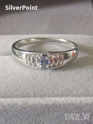 Сребърен пръстен унисекс с натурален Йолит , снимка 3 - Пръстени - 51462966