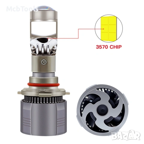 Диодни крушки за фар H4 LED с лупа 2 броя комплект, снимка 2 - Аксесоари и консумативи - 54238305